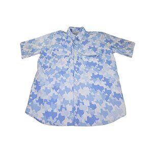 Old Tejas Blue Texas Camo Vented Field Shirt Men's Medium Short Sleeve Outdoor